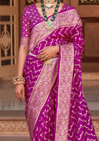 Banarasi Magenta Silk Blend Ethnic Motif Paisley Zari
