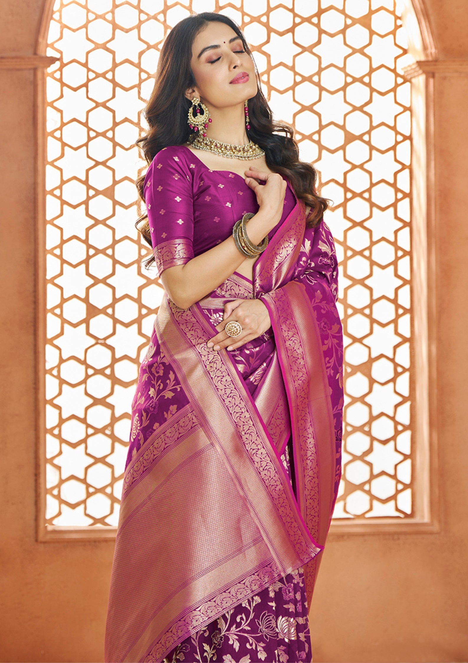 PURE SOFT BANARASI SILK MAGENTA SAREE