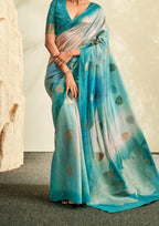 PURE HANDLOOM KHADI SILK SKY BLUE SAAREE