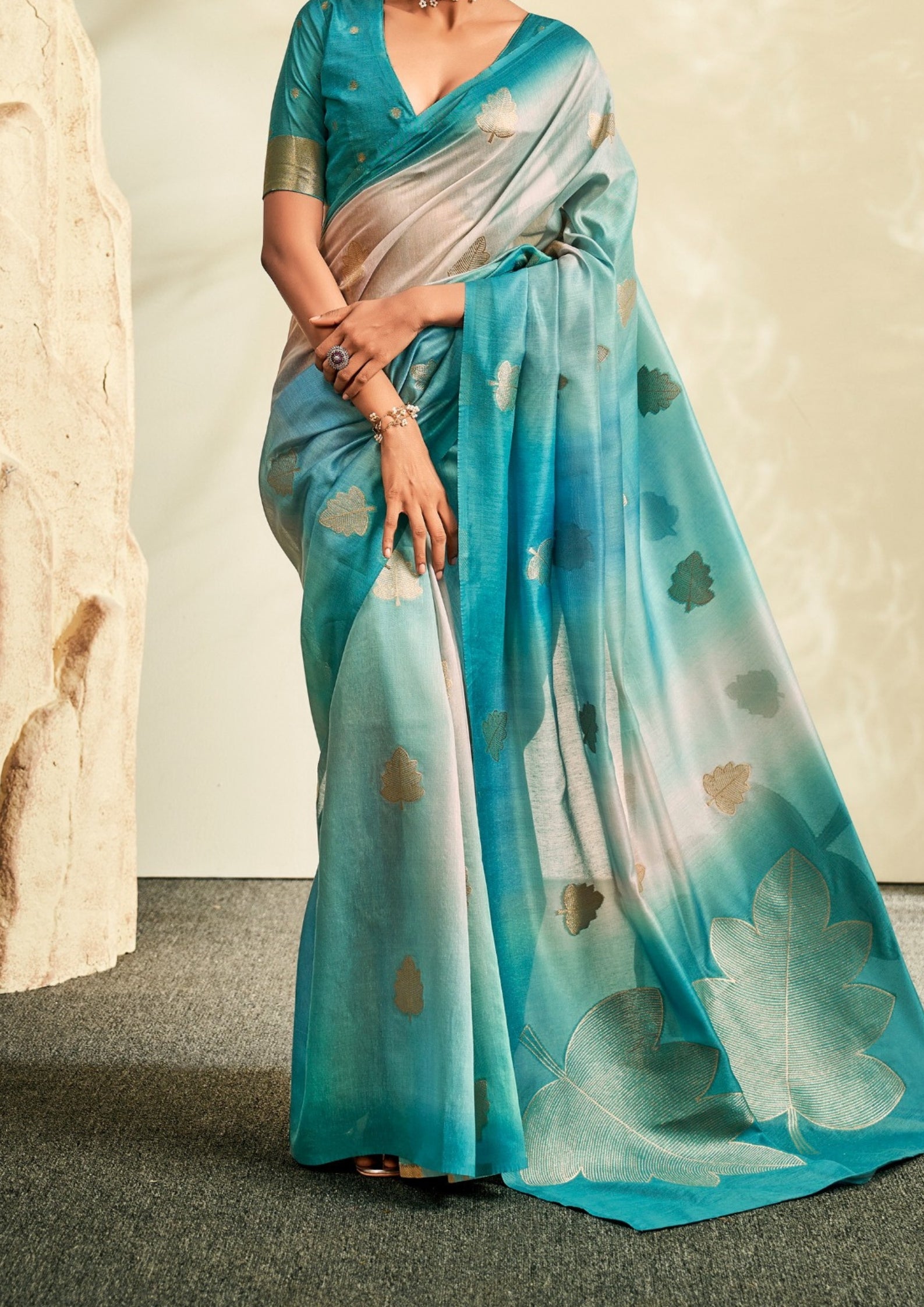 PURE HANDLOOM KHADI SILK SKY BLUE SAAREE