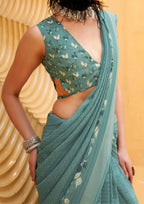 Smoky Blue Silk Saree