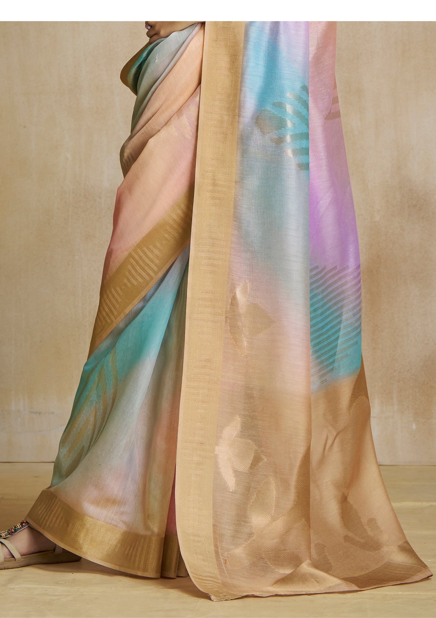 Beige Digital Printed Saree