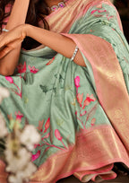 Soft Silk Pastel Green Saaree With Digital Print