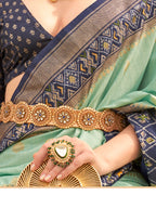 Mint Green Silk Saree with Aqua Finish