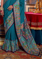 DEEP CYAN P.V SILK  WITH GLORY FINISH