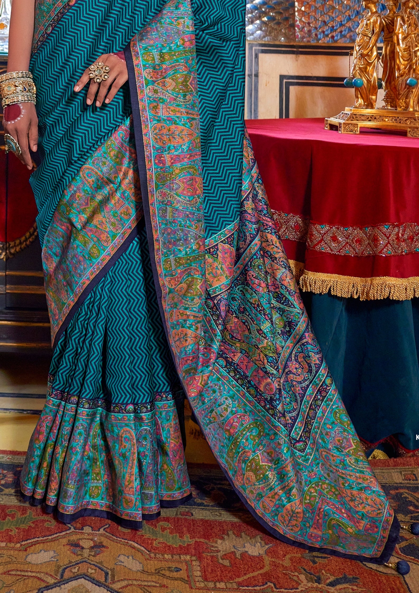 DEEP CYAN P.V SILK  WITH GLORY FINISH