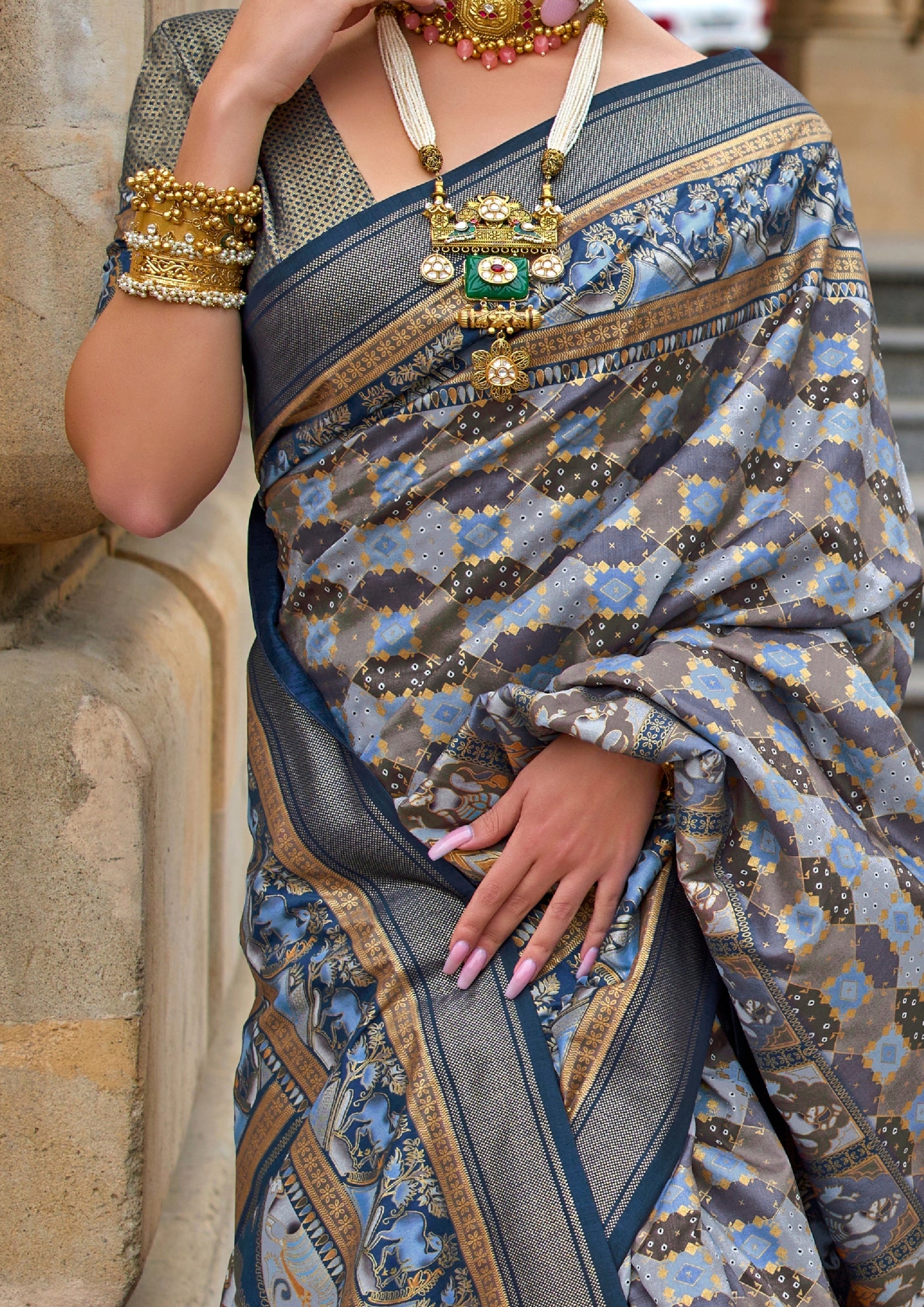Pure Grey Silk Saree