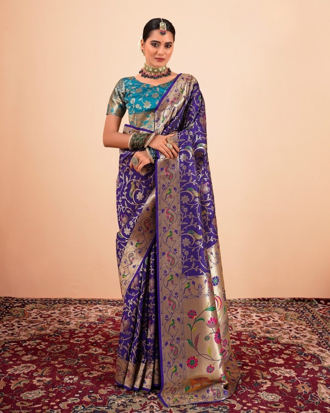 Blue Paithani Silk zari woven saree