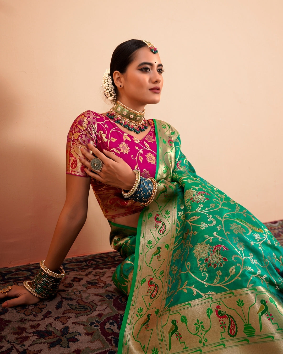 Green Paithani Silk zari woven saree