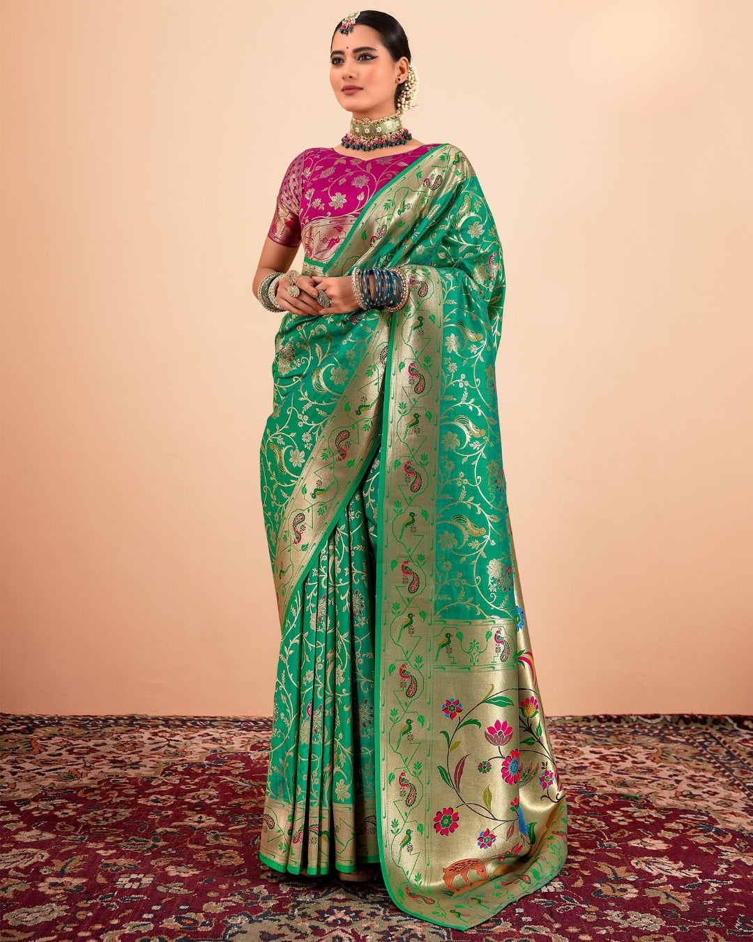 Green Paithani Silk zari woven saree