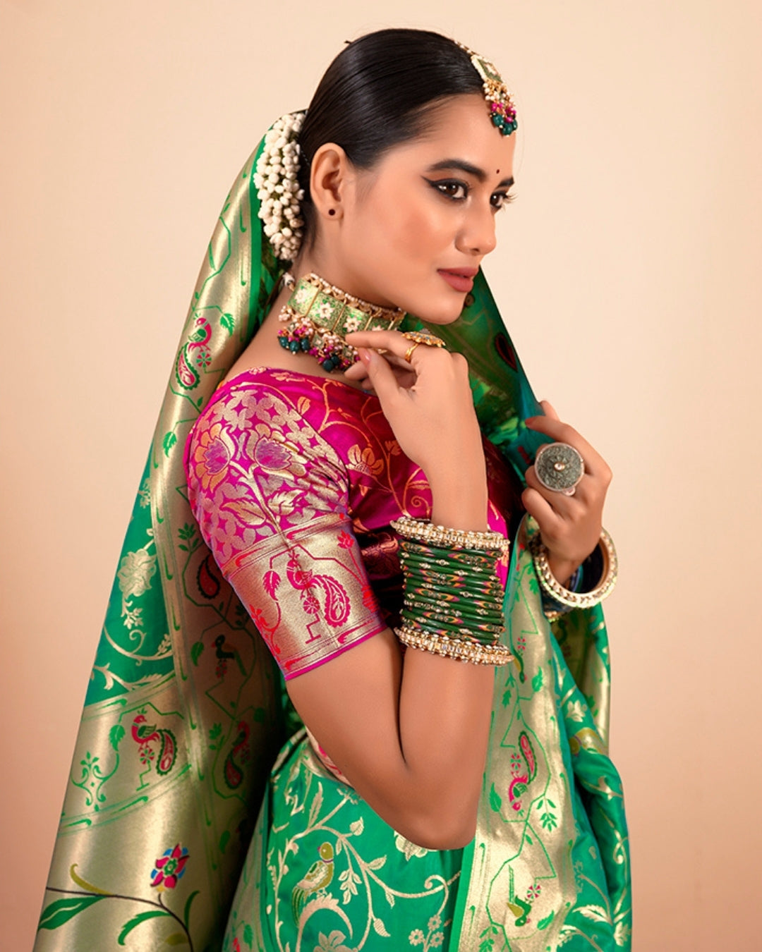 Green Paithani Silk zari woven saree