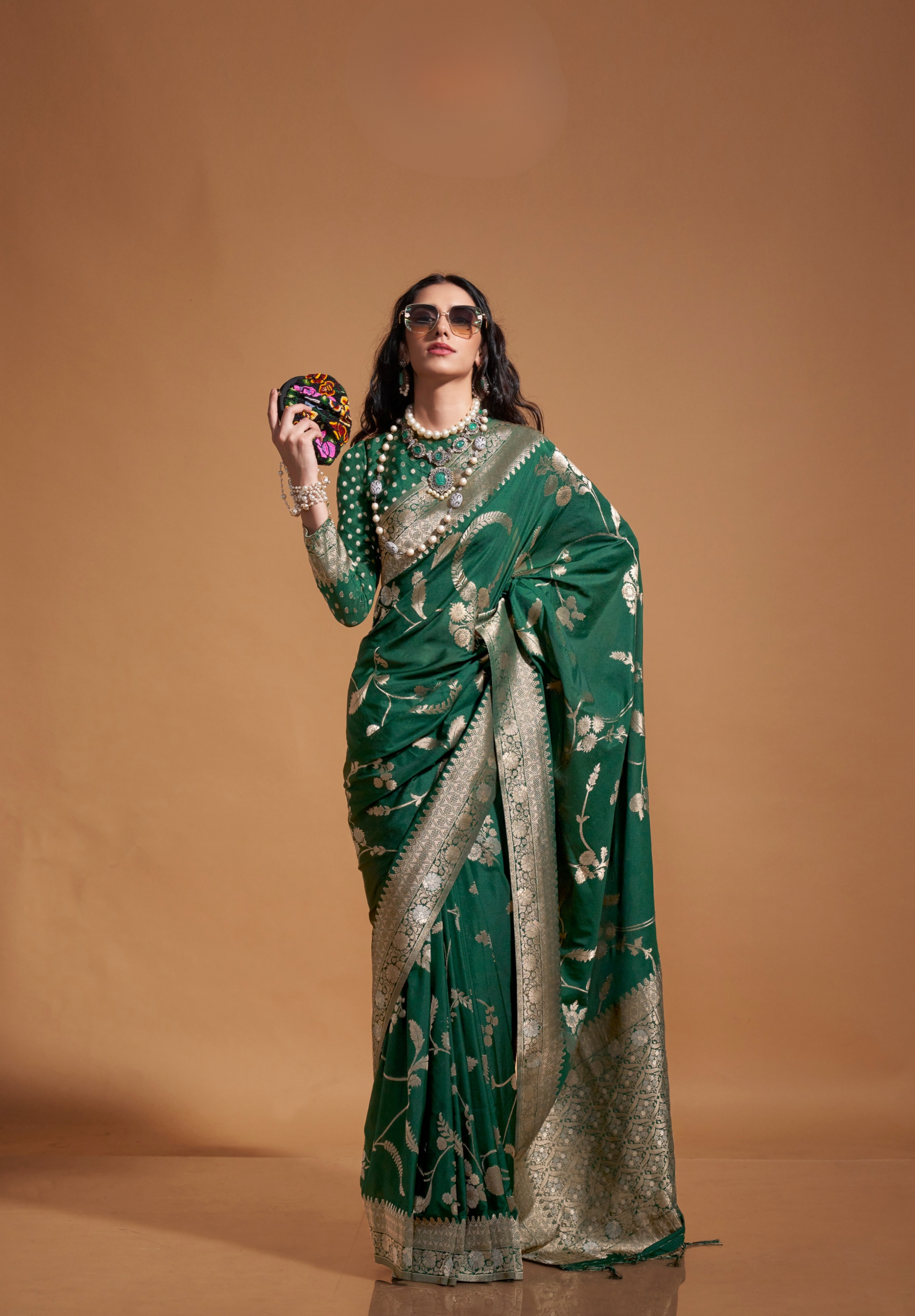 Green Silk georgette Saree