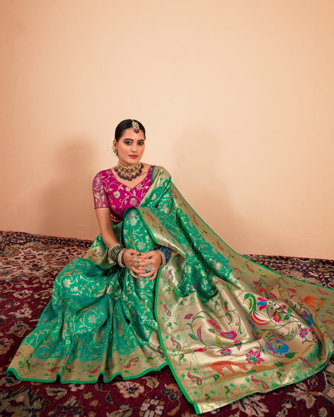 Green Paithani Silk zari woven saree