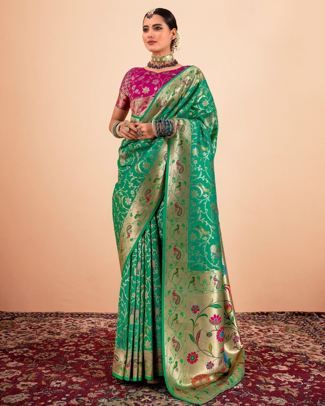 Green Paithani Silk zari woven saree