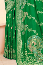 Premium Green Silk Peacock Design Saree