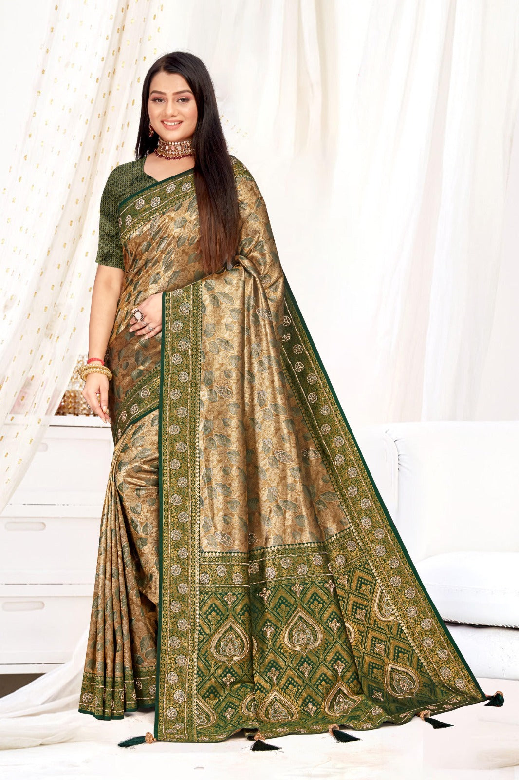 Green Borders Banarasi Silk Saree