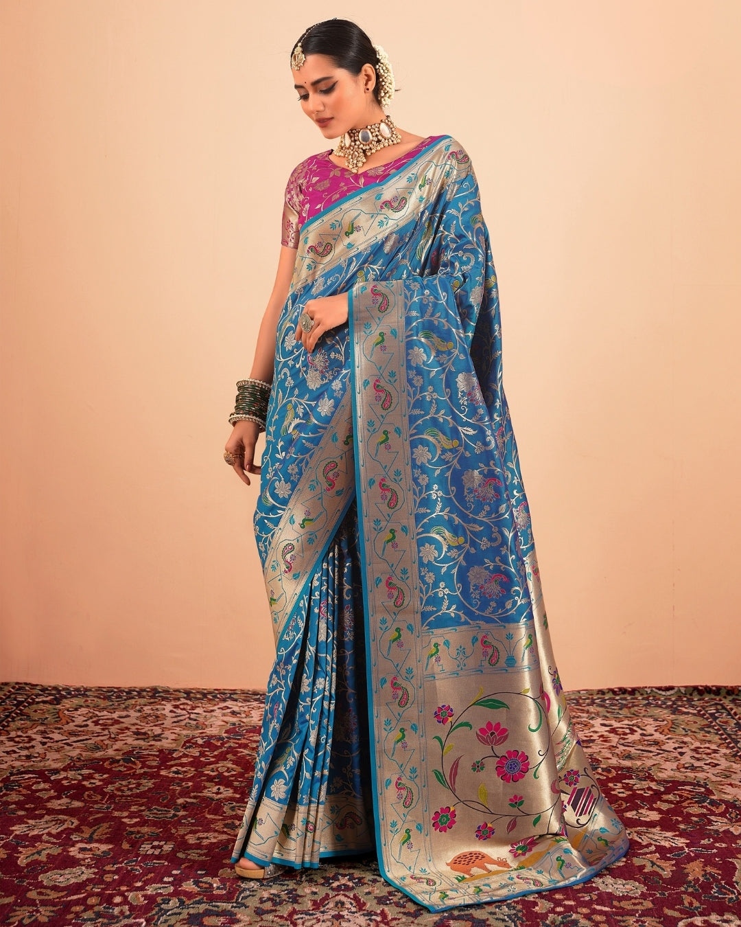Cobalt Blue Silk zari woven saree