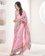 Pink Soft Linen Saree