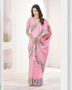 Pink Soft Linen Saree