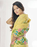 Yellow Soft Linen Saree