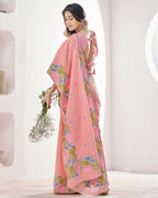 Peach Soft Linen Saree