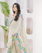 white Soft Linen Saree