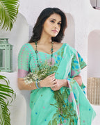 Green  Soft Linen Saree