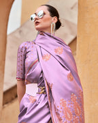 Purple  Satin Silk With Copper weaving