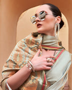 Grey Satin Silk With Copper weaving