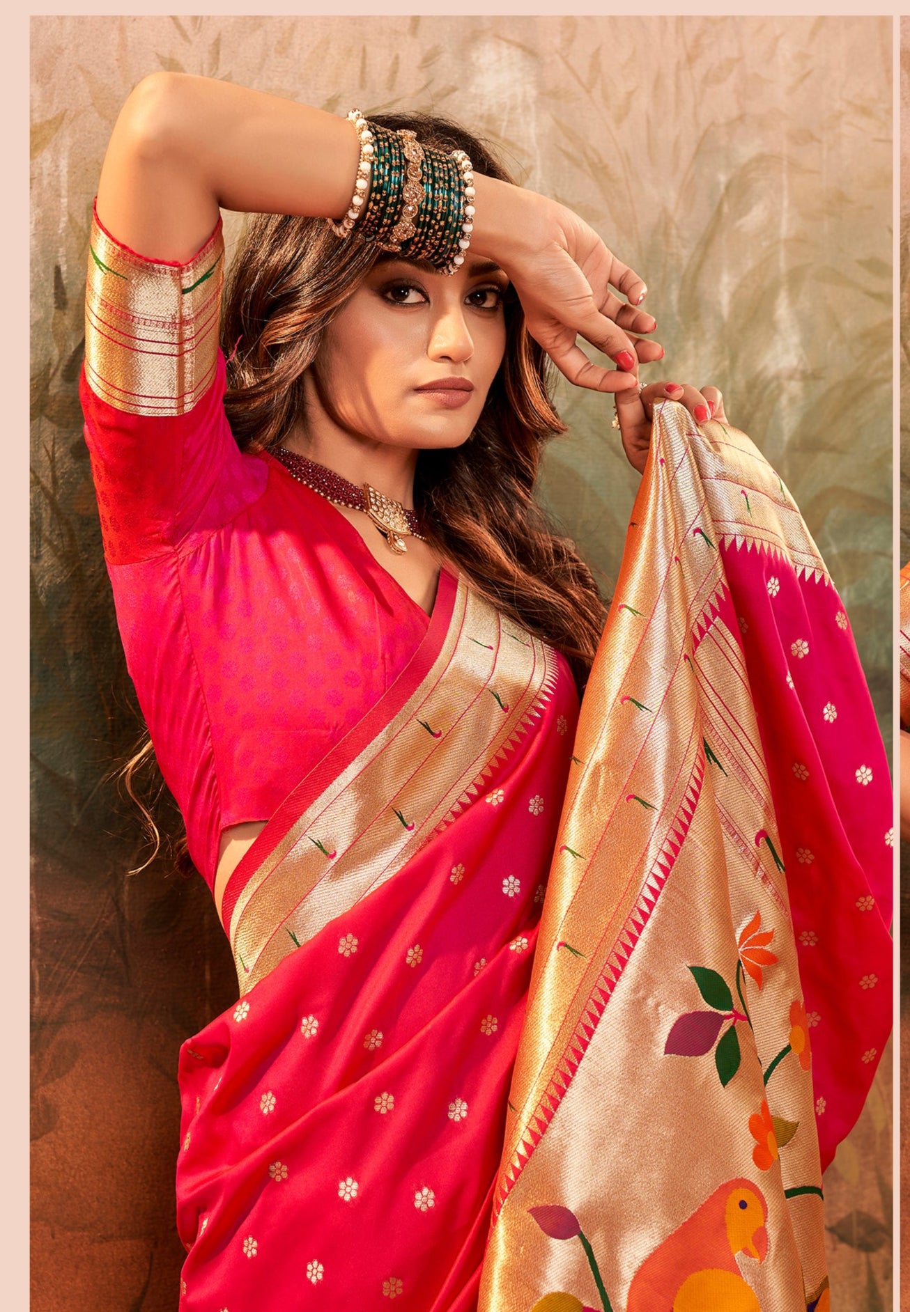 Pure Silk Paithani With Zari Weaving Pink Saree