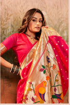 Pure Silk Paithani With Zari Weaving Pink Saree