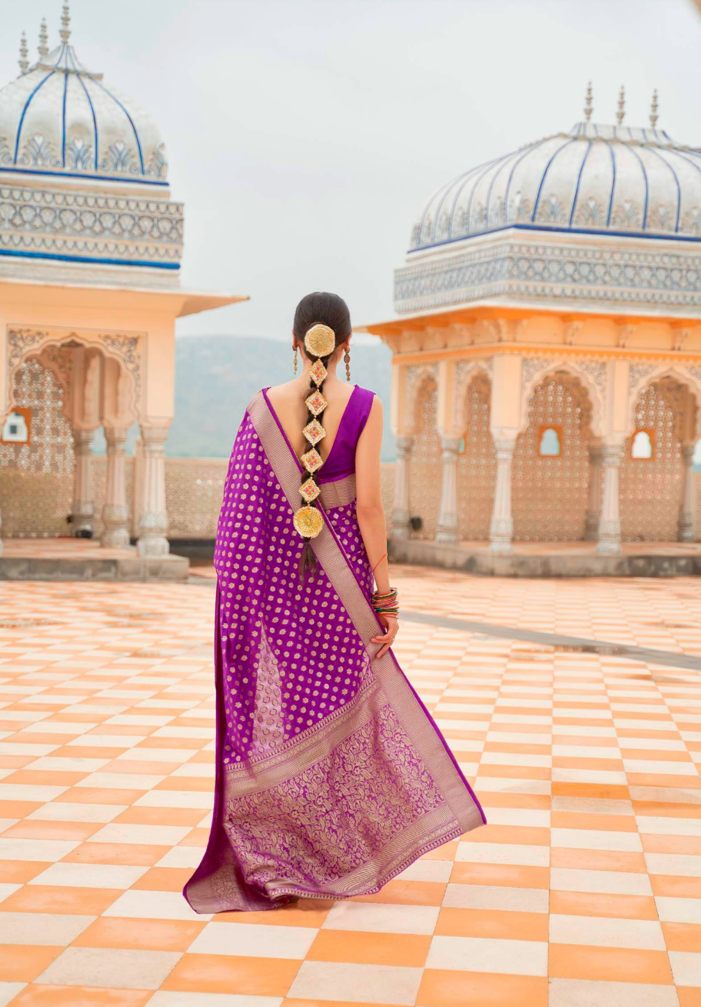 Purple Khadi georgette weaving saree