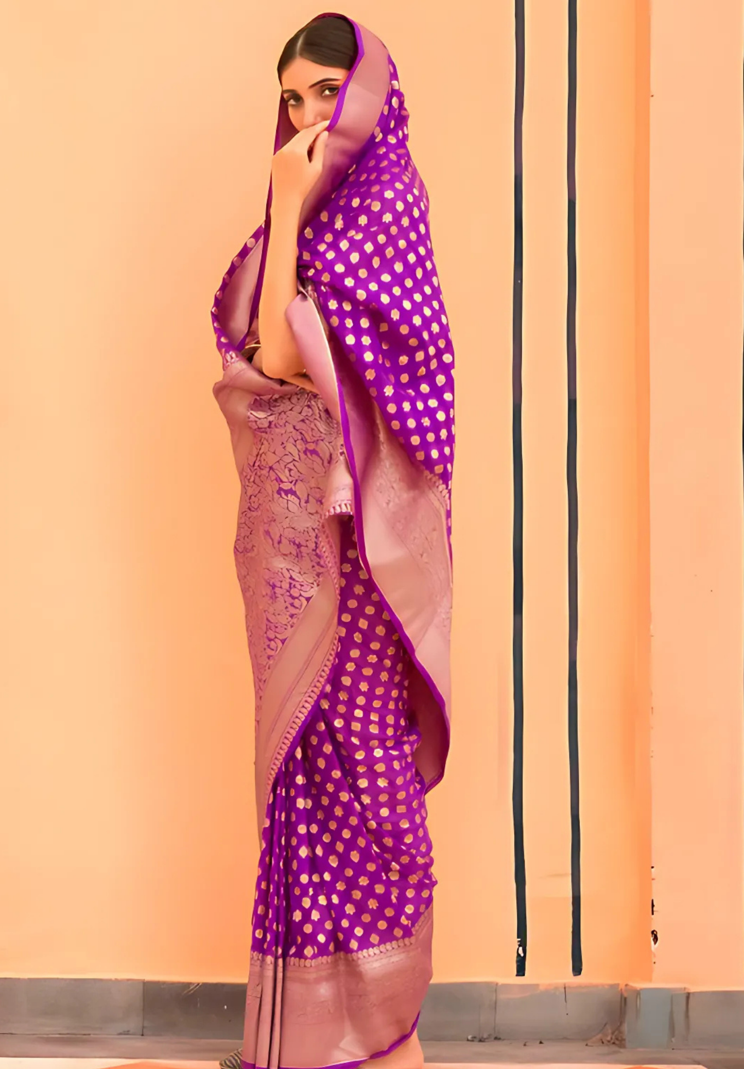 Pink  Khadi georgette weaving saree