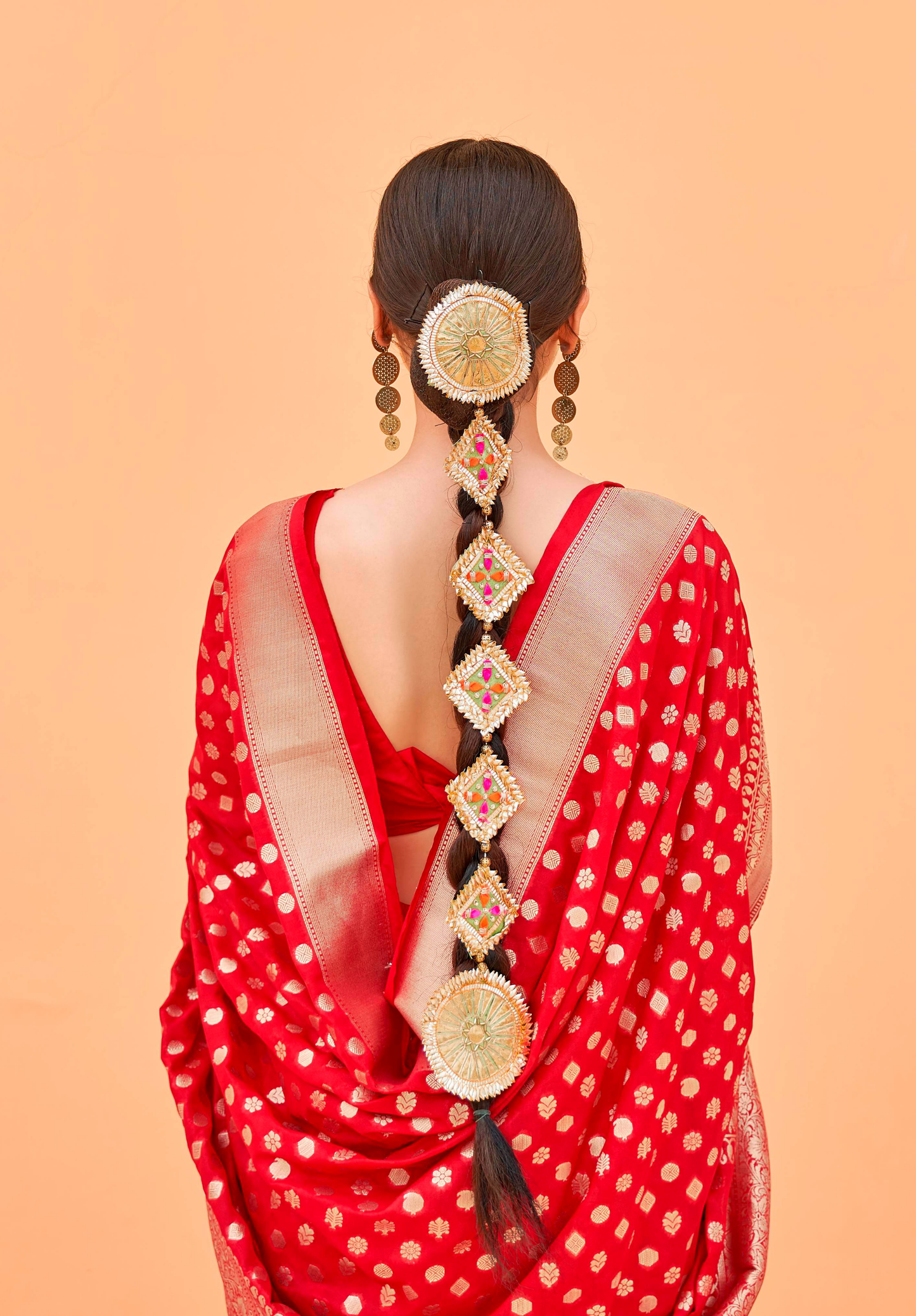 Red Khadi Georgette weaving saree
