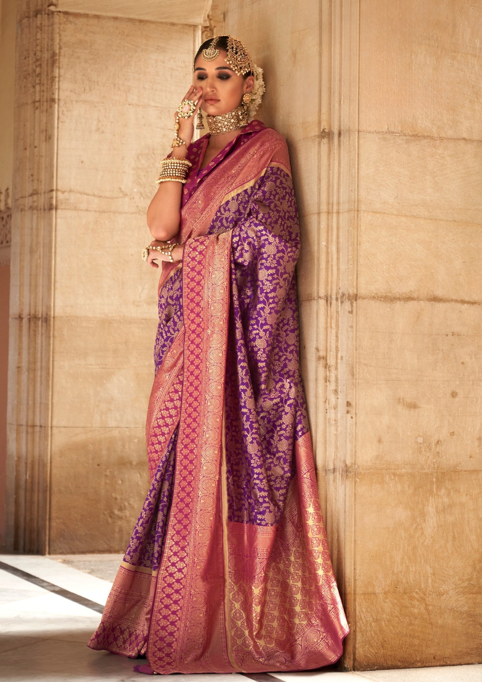 Banarasi Soft Silk with Magnum Finishing Purple Saree