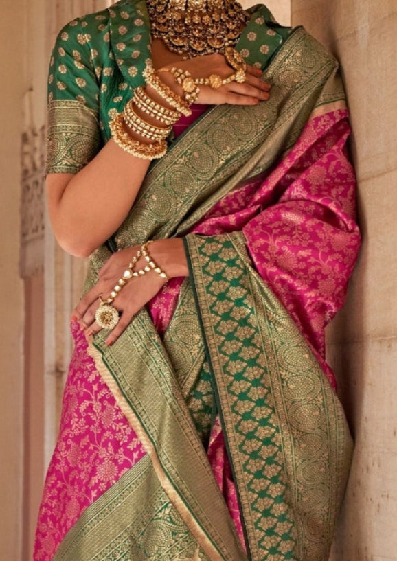 Banarasi Soft Silk with Magnum Finishing Pink Saree