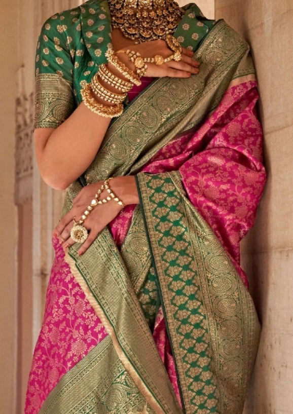 Banarasi Soft Silk with Magnum Finishing Pink Saree