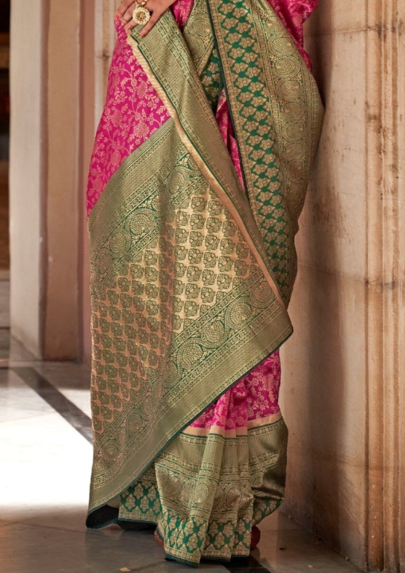 Banarasi Soft Silk with Magnum Finishing Pink Saree