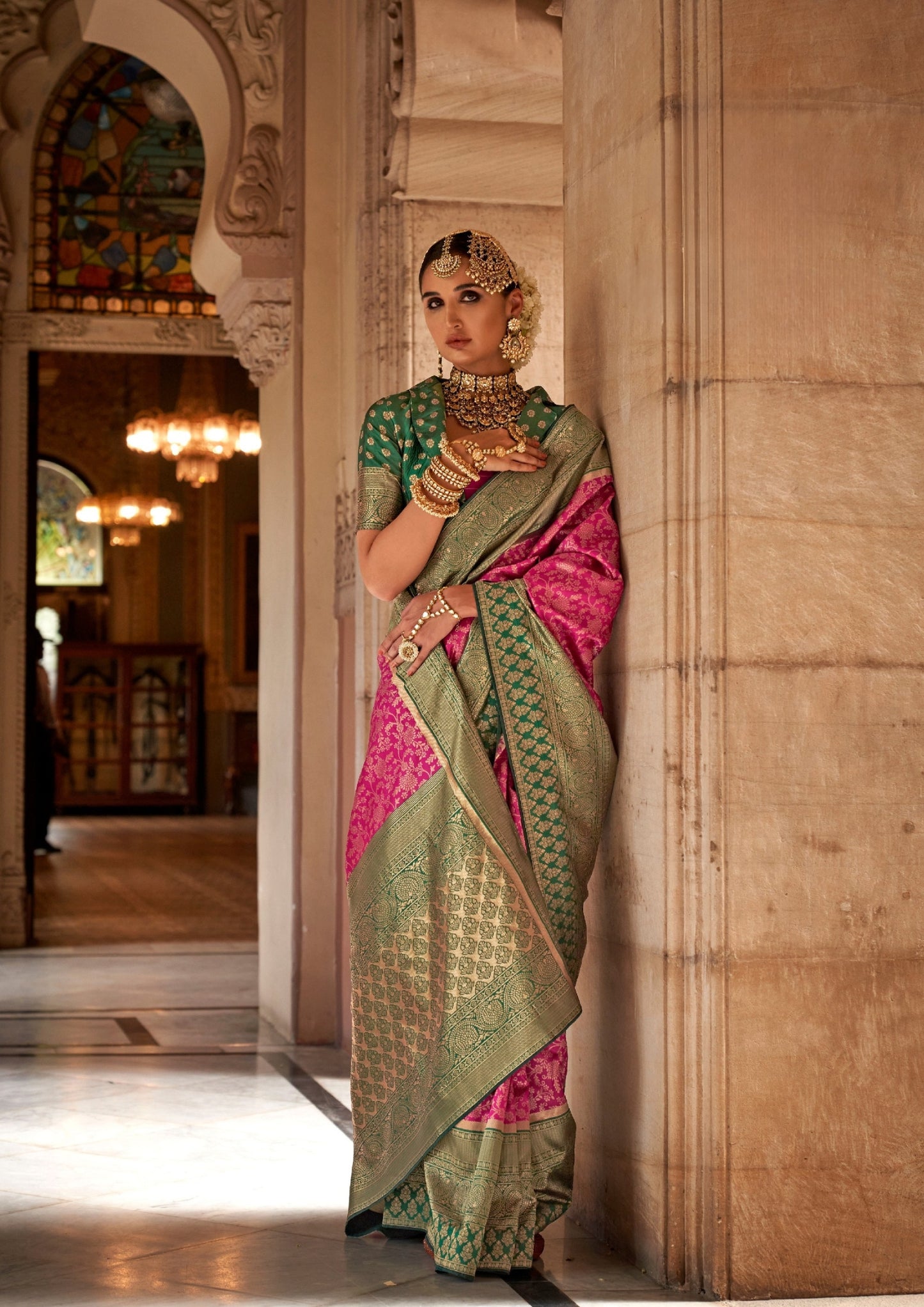 Banarasi Soft Silk with Magnum Finishing Pink Saree