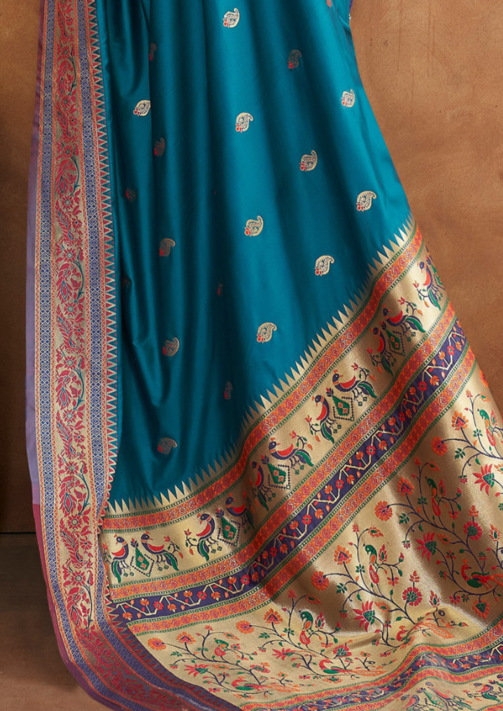 Blue Banarasi Soft Silk Zari work Saree