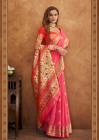 Pink Banarasi Soft Silk Zari work Saree
