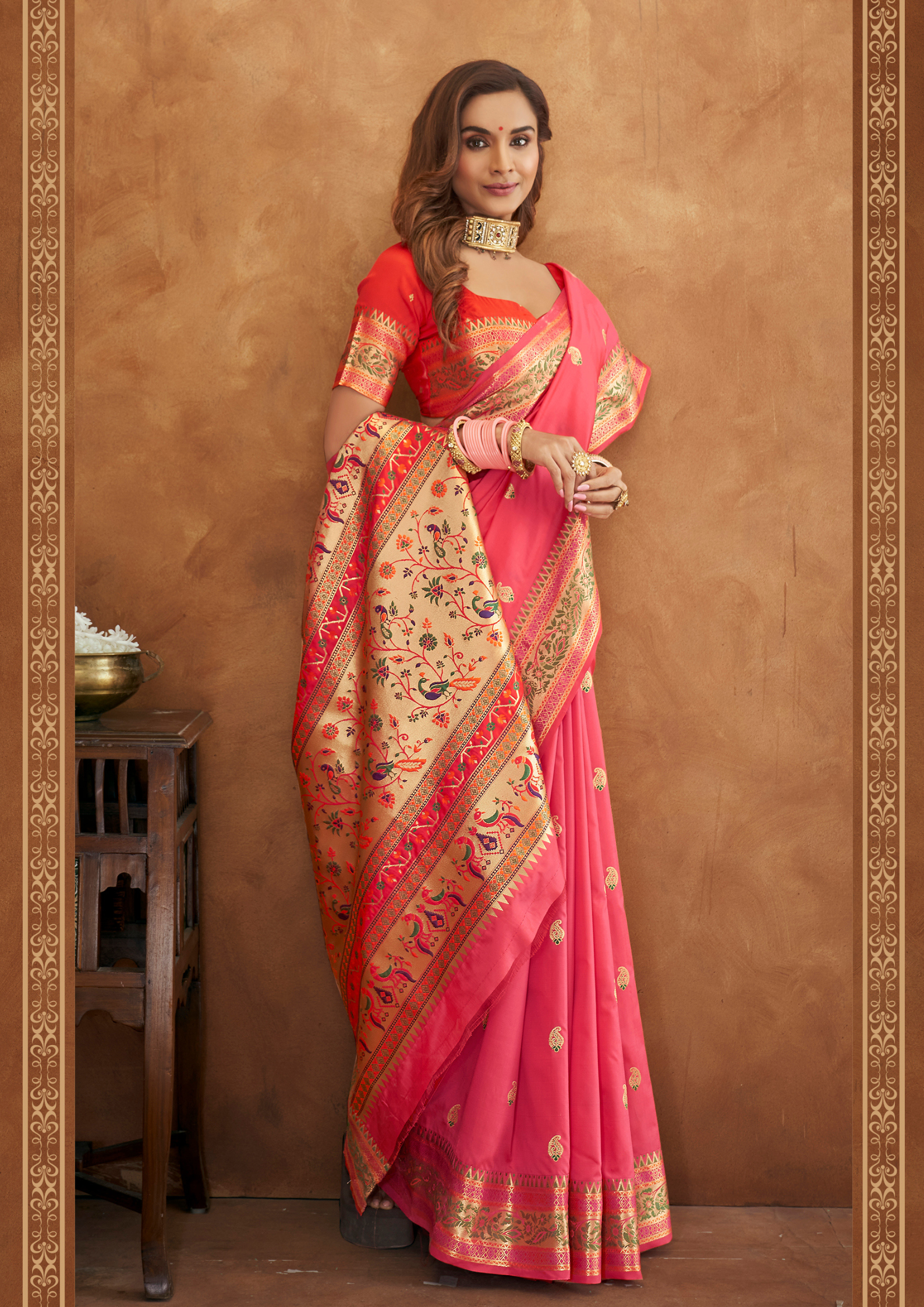 Pink Banarasi Soft Silk Zari work Saree