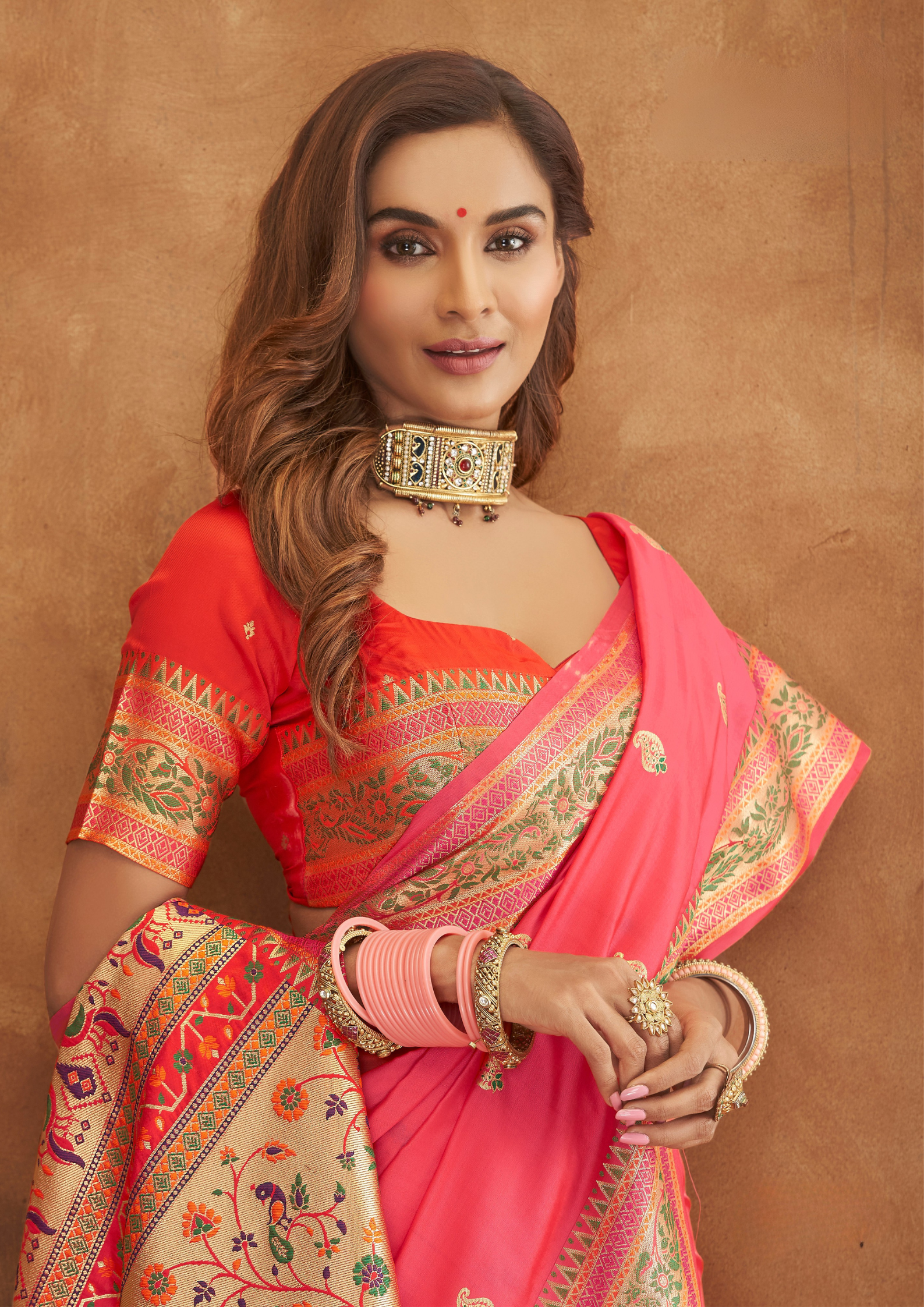 Pink Banarasi Soft Silk Zari work Saree