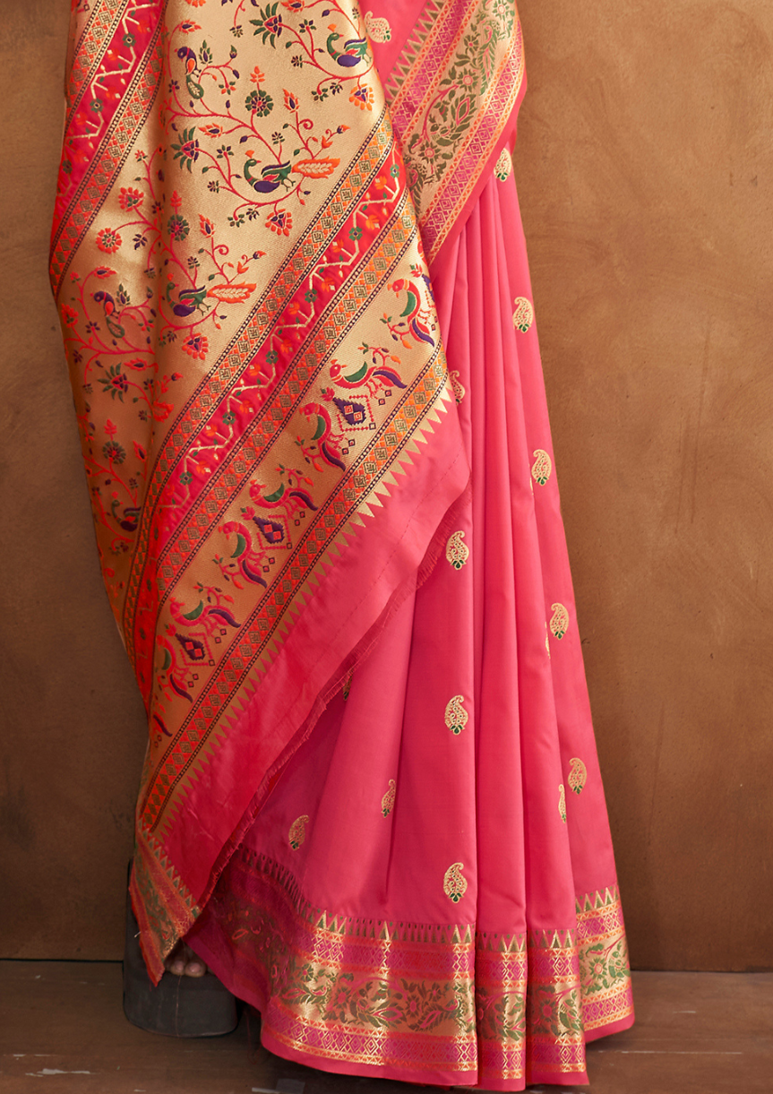 Pink Banarasi Soft Silk Zari work Saree