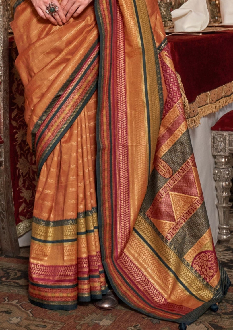 Silk With Gold Finishing Coral Blush Saree