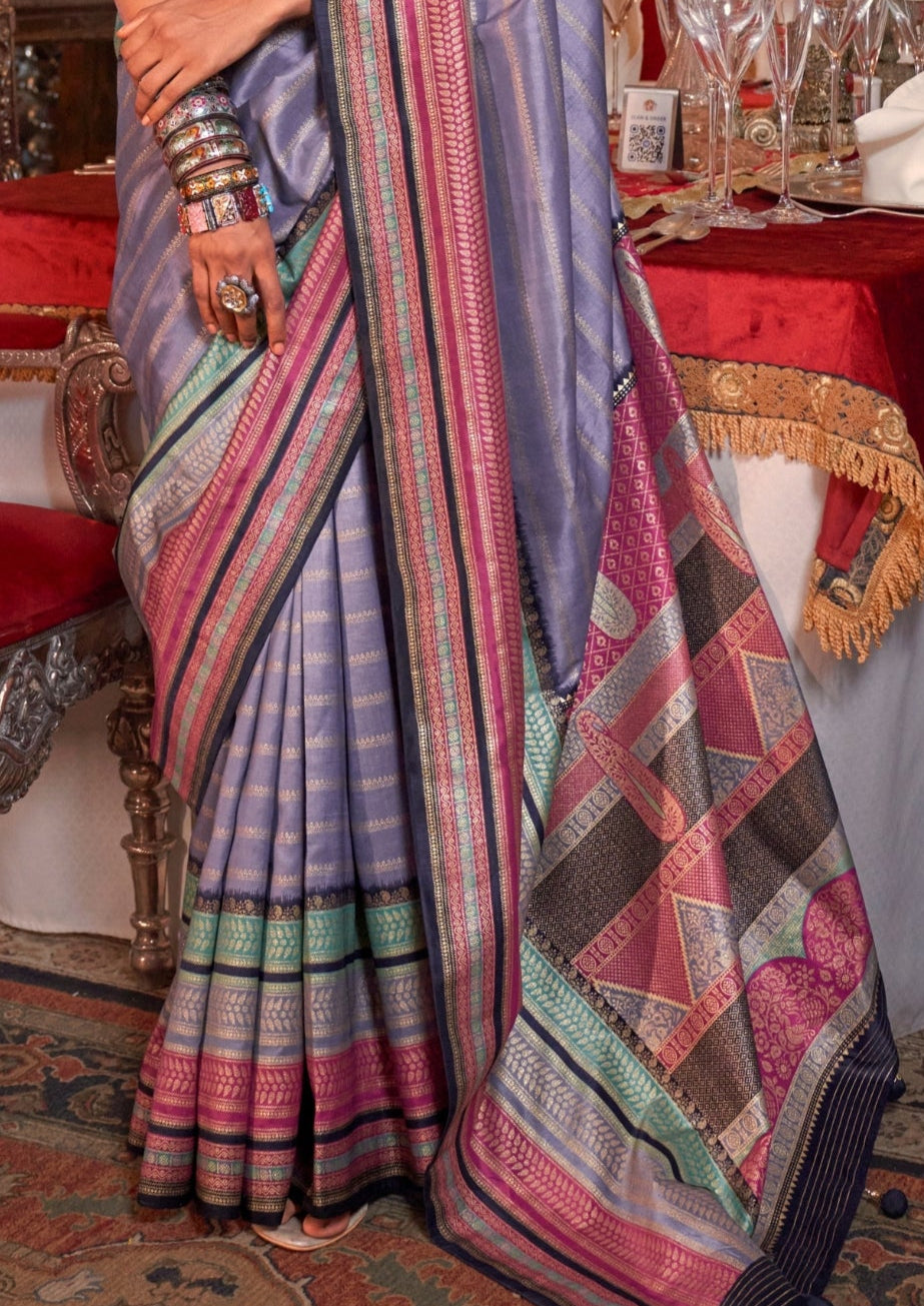Silk With Gold Finishing Lavender Saree