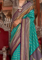 Silk With Gold Finishing Turquoise Blue Saree