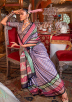 Silk With Gold Finishing Lavender Saree