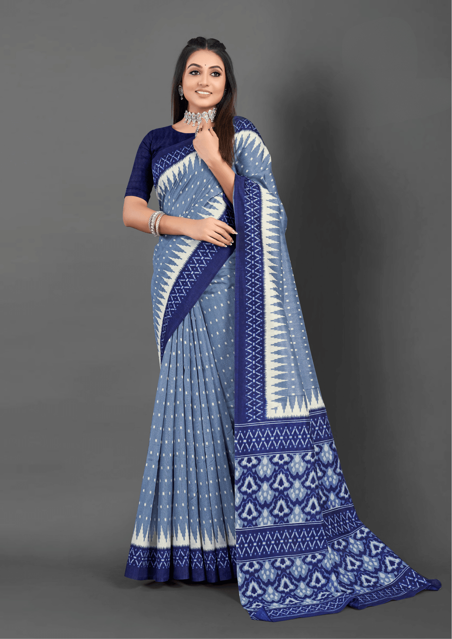 Saree Beautiful Bhagalpuri Blue Saree - SaviDurga