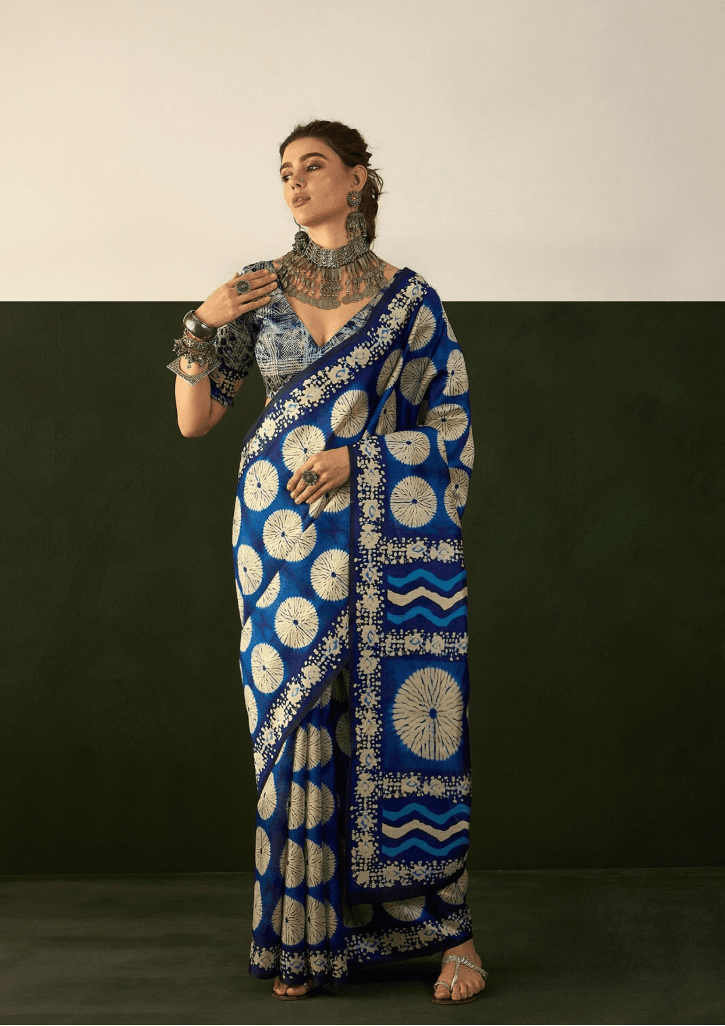 Saree Designer Blue bhagalpuri silk saree - SaviDurga